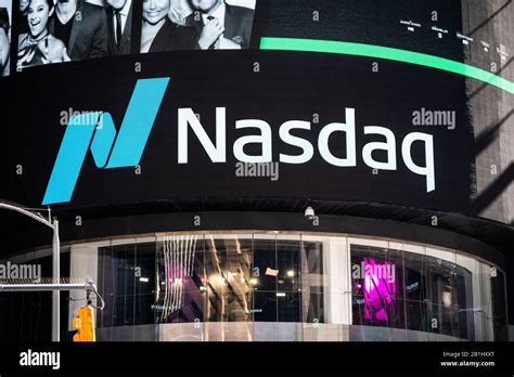 A Logo Of The Nasdaq Stock Market Seen In Midtown Manhattan Stock Photo