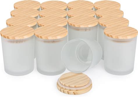 Buy 16 Pcs 6 Oz Thick Glass Jars With Wood Lids Clear Empty Jars For Making Candles Spice Jars