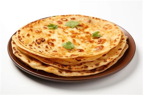 Premium Photo Crunchy Aloo Paratha Delicacy On White Background The