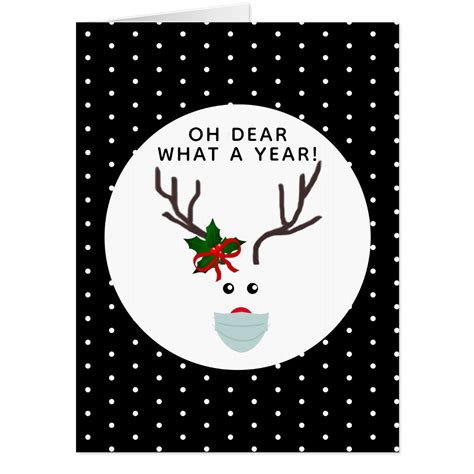 Funny Covid Christmas Reindeer Wearing Face Mask Card | Zazzle