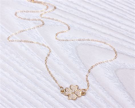 Four Leaf Clover Necklace Good Luck Necklace Gold Charm Necklace