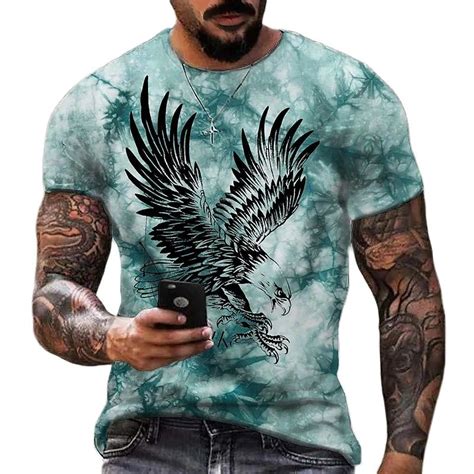 Mens T Shirt Fashion Summer Eagle Animal 3d Printed T Shirt For Oneck