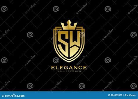 Initial Sw Elegant Luxury Monogram Logo Or Badge Template With Scrolls