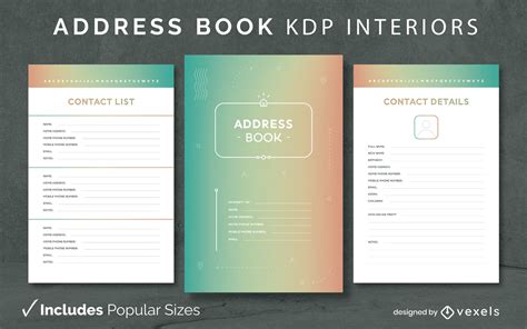 Address Book Journal Template Kdp Interior Design Vector Download