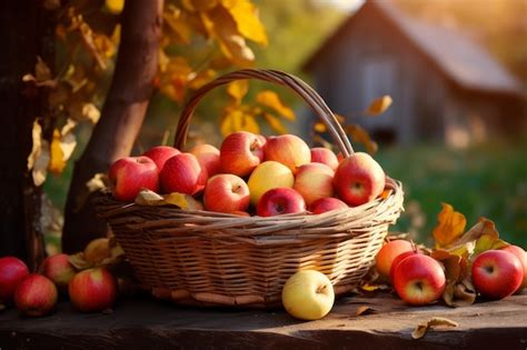 Premium AI Image | Apple basket Autumn ripe garden Generate Ai