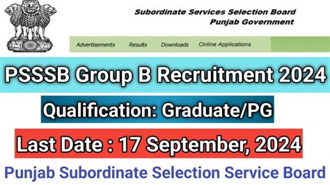 PSSSB Group B Recruitment 2024 Apply Online Important Dates