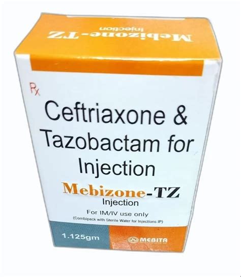 Mebizone TZ Ceftriaxone Tazobactam Injection 1 125 Gm At 175 Vial In