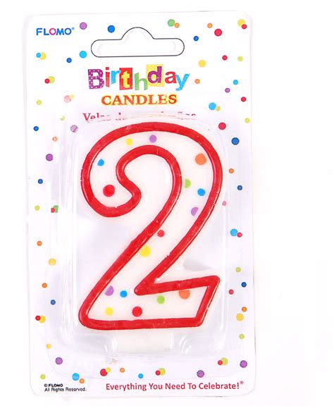 Wholesale Red And White Birthday Candle With Dots Numerical 2 Sku