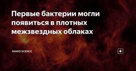 Первые бактерии могли появиться в плотных межзвездных облаках Naked