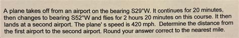 Solved A Plane Takes Off From An Airport On The Bearing Chegg