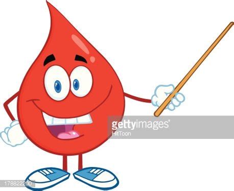 Red Blood Drop Character Holding A Pointer Stock Clipart Royalty Free