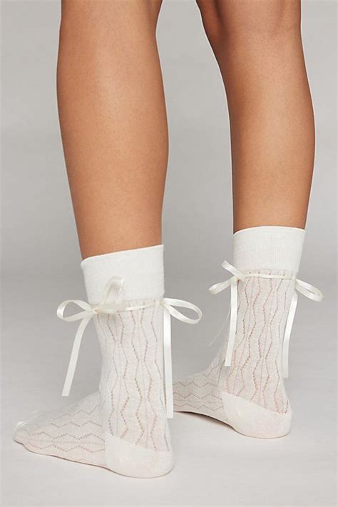 Ariana Bow Crew Sock In 2024 Pretty Socks Heels And Socks Socks