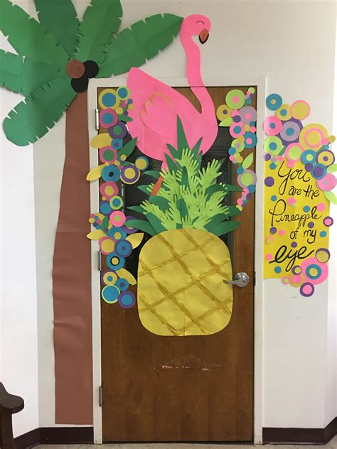 Flamingos And Pineapples Door Decorations Classroom Tropical Doors Door Decorations