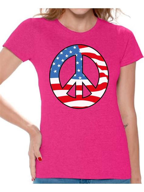 Awkward Styles Womens Peace Flag Patriotic Graphic T Shirt Tops