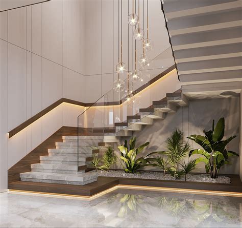 Contemporary Villa On Behance Staircase Interior Design Stairs