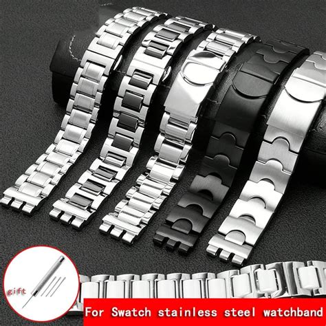 Daikmz For Swatch Solid Core Metal Bracelet Concave Convex Watch Chain