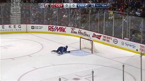 Canucks Score In Own Net Vs Flames Youtube