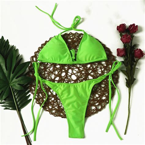 Sexy Brazilian Bikini Set Women Leopard Swimwear Halter Etsy