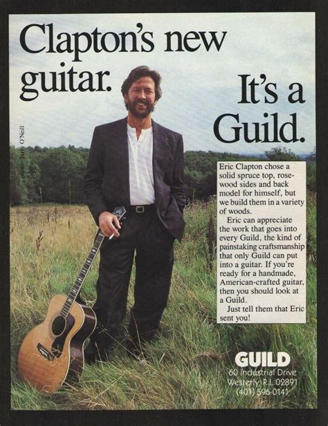 Eric Clapton Guild Acoustic Guitar Ad 8 X 11 Advertisement Print Ready