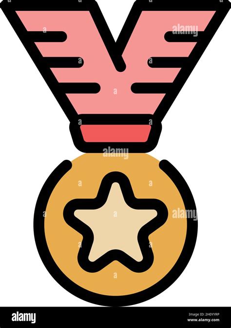 Star Medal Icon Outline Star Medal Vector Icon Color Flat Isolated