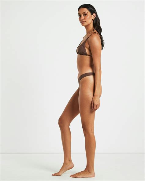 Subtitled Classic Slide Triangle Bikini Top Coffee Brown Brown