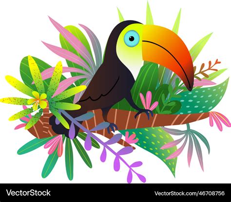 Colorful Exotic Toucan Bird In Nature Clipart Vector Image