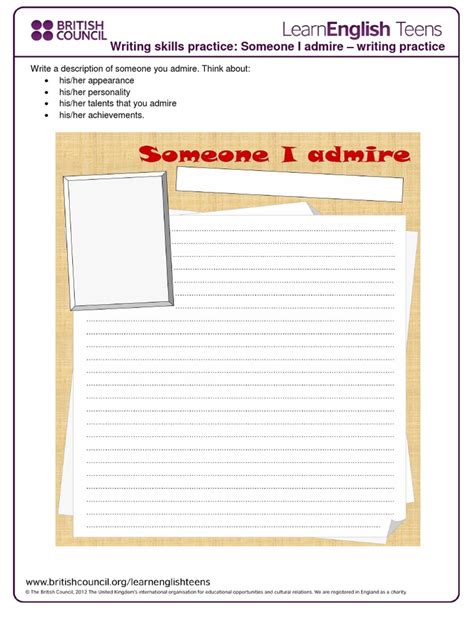 Someone I Admire Writing Practice 0 Pdf