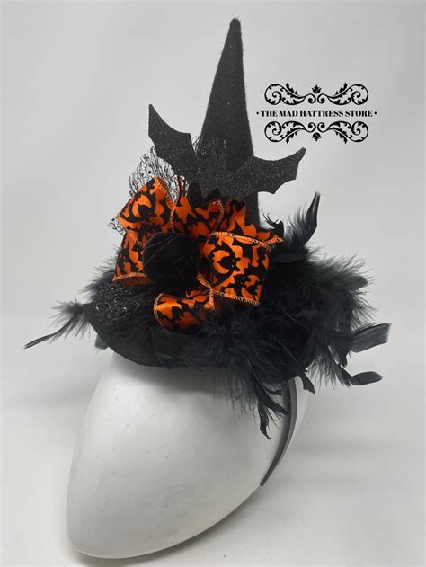 Fancy Witch Hat Fascinator Headband Headpiece Black Etsy