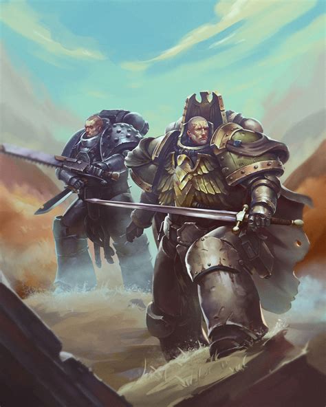 Nathaniel Garro And Garviel Loken Art By Vitaly Perevoshikov 40K