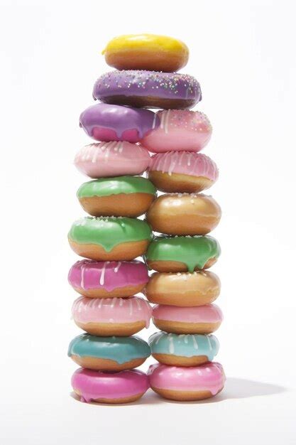 Premium Ai Image A Stack Of Doughnuts With Purple Icing And Sprinkles