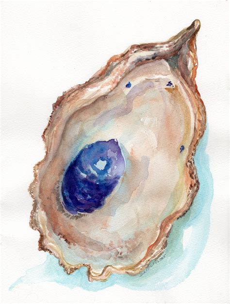 Original Oyster Shell Watercolor Painting 8 X 10 Oyster Etsy