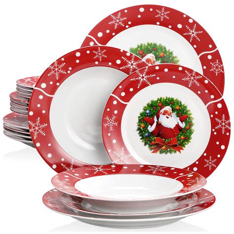 Buy Veweet Christmas Dinnerware Sets For 6 18 Piece Porcelain