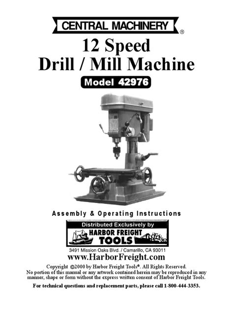 12 Speed Drill Mill Machine Model 42976 Pdf Drill Belt Mechanical