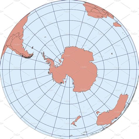 Map Centered On South Pole Antarctic Illustrations Creative Market