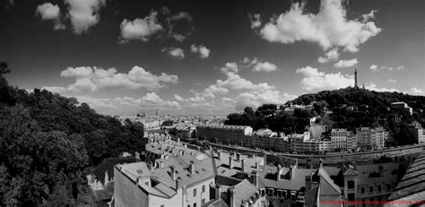 Lyon vu depuis Croix Rousse de Fourvière à Part Dieu Photos Noir et