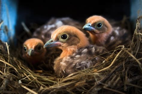 Primer Plano De Polluelos De Aves Raras Que Nacen De Sus Huevos En El