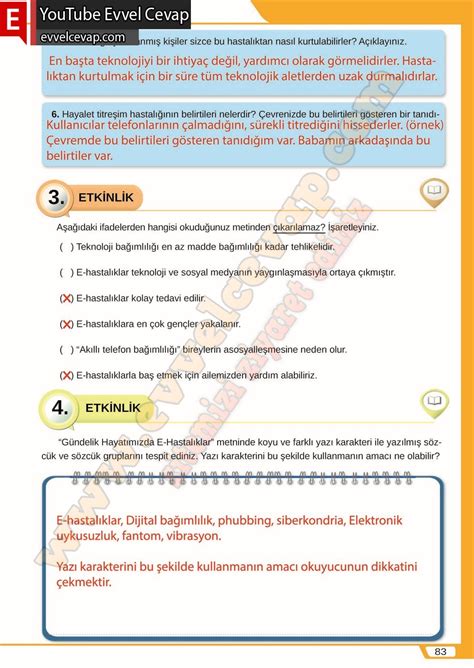 8 sinif turkce ders kitabi meb yayinlari sayfa 83 cevaplari Ödev Zamanı