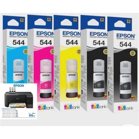 Kit De 5 Refil Tintas T544 Original Para Impressora Epson L3250 L3150