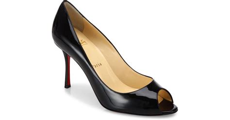 Christian Louboutin Yootish 85 Patent Leather Peep Toe Pumps In Black