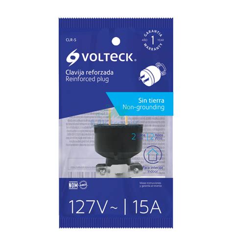 CLAVIJA REFORZADA VOLTECK 127V 15A 2 POLOS