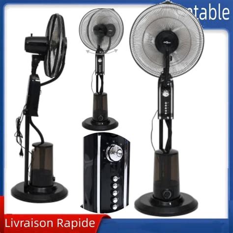 Ventilateur Brumisateur Sur Pied 3 Vitesses Noir 220 240 V ABS PP