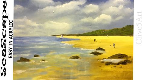 Seascape Acrylic painting for beginners - YouTube