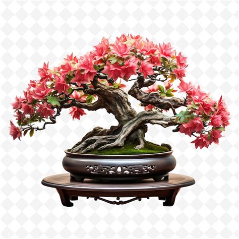 Premium PSD A Bonsai Tree With Pink Flowers On It