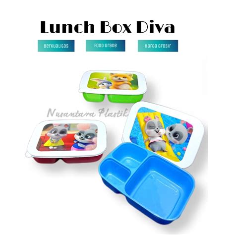 Jual Lunch Box Kotak Makan Tempat Bekal Diva Sekat Souvenir Ultah