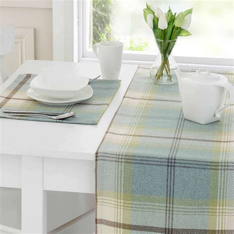 Duck Egg Highland Check Runner Dunelm Dunelm Table Cloth