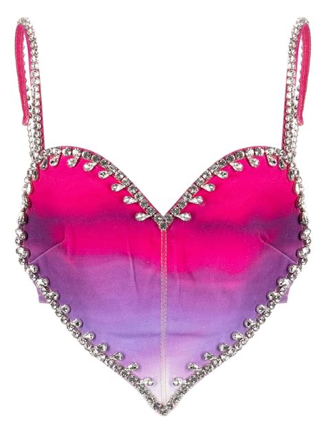 Area Crystal Embellished Heart Shape Top Pink Farfetch