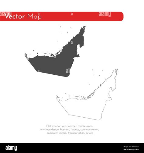 Vector Map United Arab Emirates Isolated Vector Illustration Black On