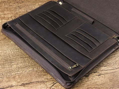 Leather Compendium Personalized Folder Crazy Horse Leather Etsy Australia