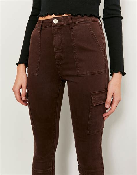 Pantalon Cargo Taille Haute Marron Tally Weijl France