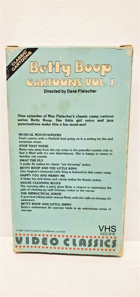 Vintage Betty Boop Vhs Cartoon Tapes Vol 1 Video Classics 1985